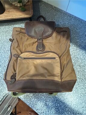 Eddie Bauer Brown Canvas & Leather Men's Backpack - Classic Carry
